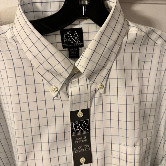 Jos. A. Bank Men's Non Iron Button down Shirt Long Sleeves Check Sz 17.5 - Picture 3 of 13